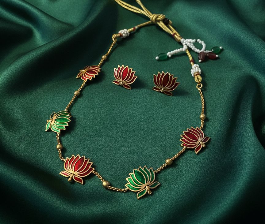 Lotus green maroon set